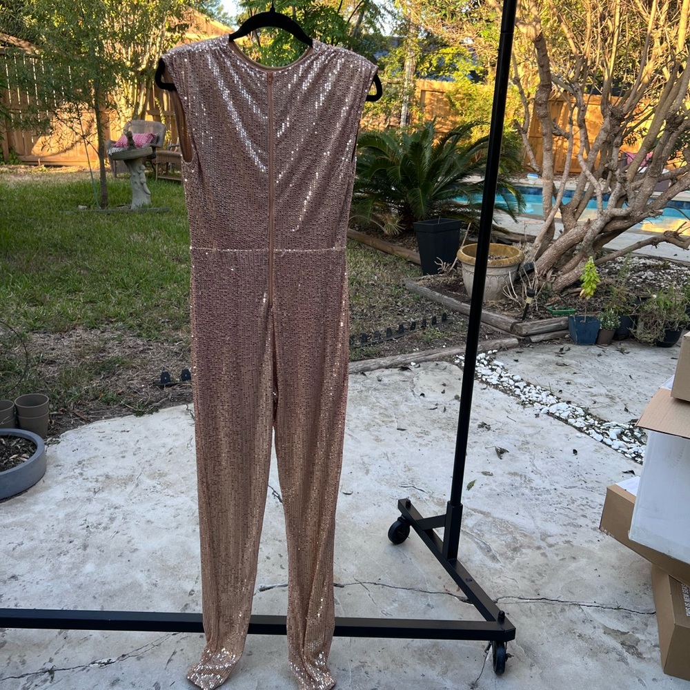 Sequin Sleeveless Jumpsuit - Gold